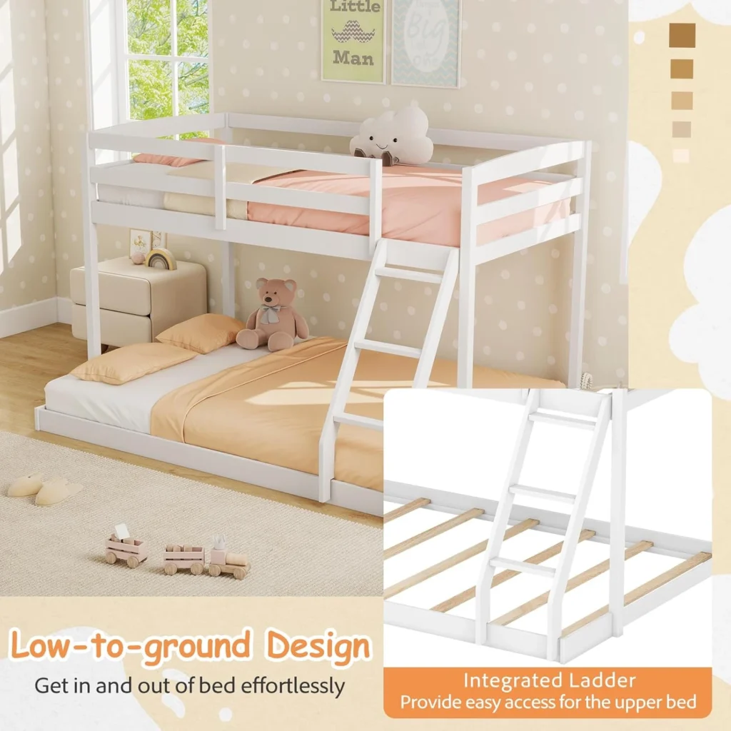 KOMFOTT Low Bunk Bed Twin Over Full