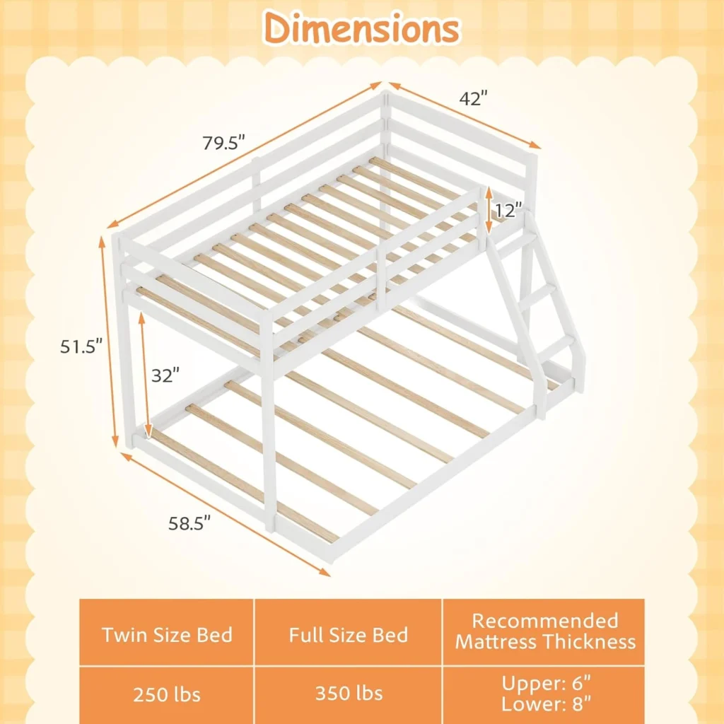 KOMFOTT Low Bunk Bed Twin Over Full